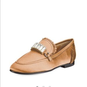Giuseppe Zanotti Frayed Satin Loafer w/Jewel Strap